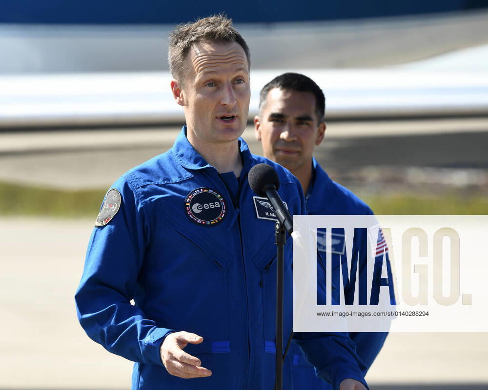ESA Astronaut Matthias Maurer addresses the media following arrival at the Kennedy Space Center, Florida on Tuesday, October 26, 2021. Maurer is a Mission Specialist on the Crew-3 mission to the International Space Station scheduled for Oct 31. KSP20211026020 JOExMARINO
