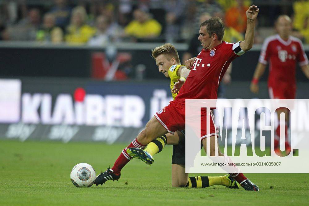 Supercup Deutschland 2013 Borussia Dortmund vs. FC Bayern München 4:2 HIER rot Philipp Lahm (FC Bayern München) + schwarzgelb Marco Reus (Borussia Dortmund)