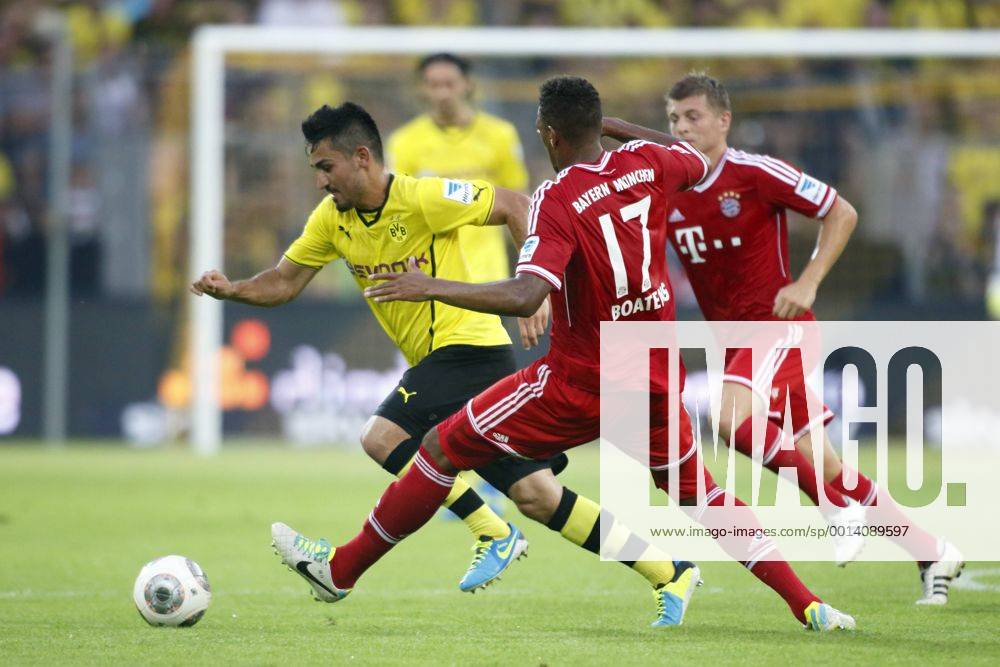 Supercup Deutschland 2013 Borussia Dortmund vs. FC Bayern München 4:2 HIER vlnr Ilkay Gündogan (Borussia Dortmund) + Jerome Boateng und Toni Kroos (FC Bayern München)