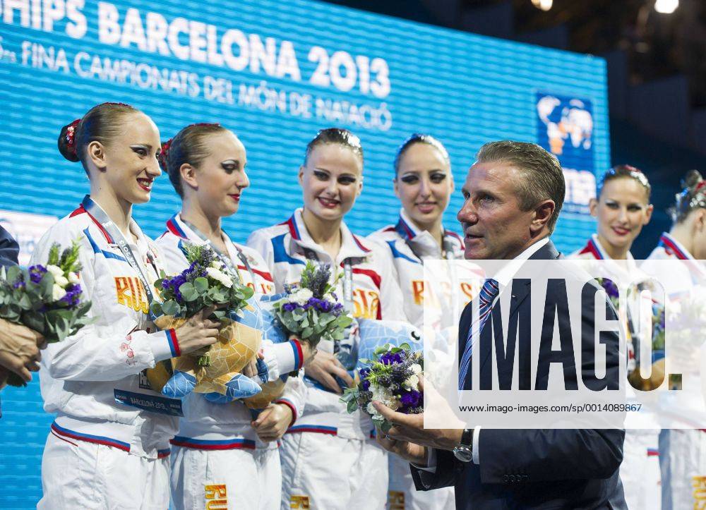 Sergeij Bubka attends the medal ceremony - Team Russia Gold medal Free Combination final Synchronised swimming 15th FINA World Aquatics Championships Barcelona 19 July - 4 August 2013 Palau Sant Jordi, Barcelona (Spain) 27 07 2013 GiorgioxPerottino