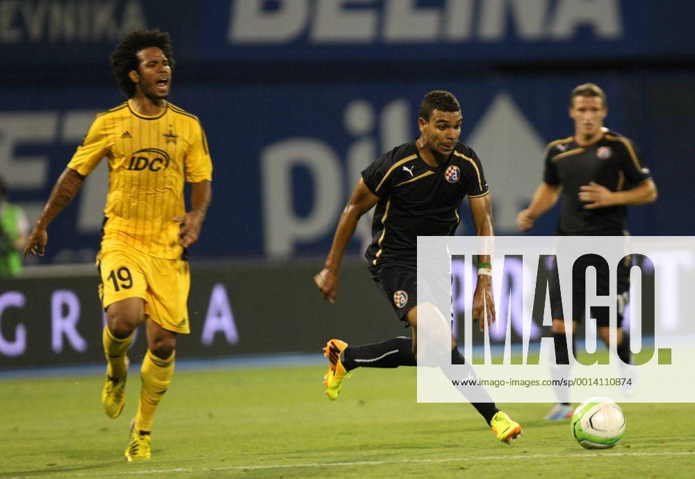 Zagreb, 30.7.2013. - UEFA Champions League 2013 2014, Third Qualifying Round, Stadium Maksimir. GNK Dinamo (blue) - FC Sheriff (yellow). El Arabi Hilal Soudani GNK Dinamo - FC Sheriff