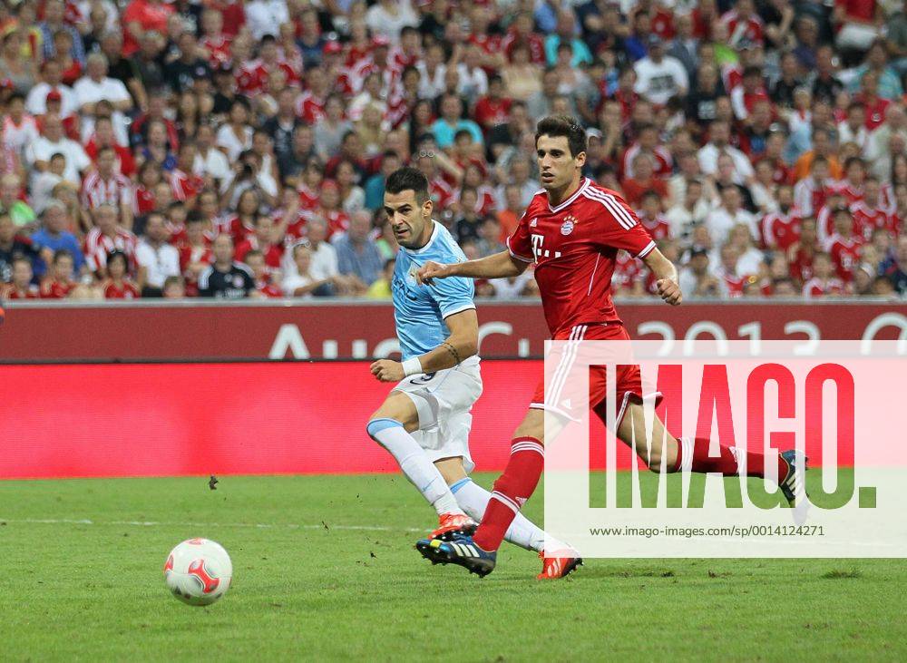 Manchester City s Alvaro Negredo scoring his sides opening goal Bayern Munich v Manchester City - Audi Cup - Allianz Arena - Munich - Germany -01 08 2013 - Pic David Klein Sportimage .