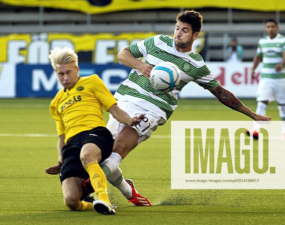 Sweden Boras 2013 08 07 UEFA Champions League IF Elfsborg Bogard vs Celtic FC Glasgow: Johan Larsson(Elfsborg)Charilie Mulgrew(Celtic) KP0300