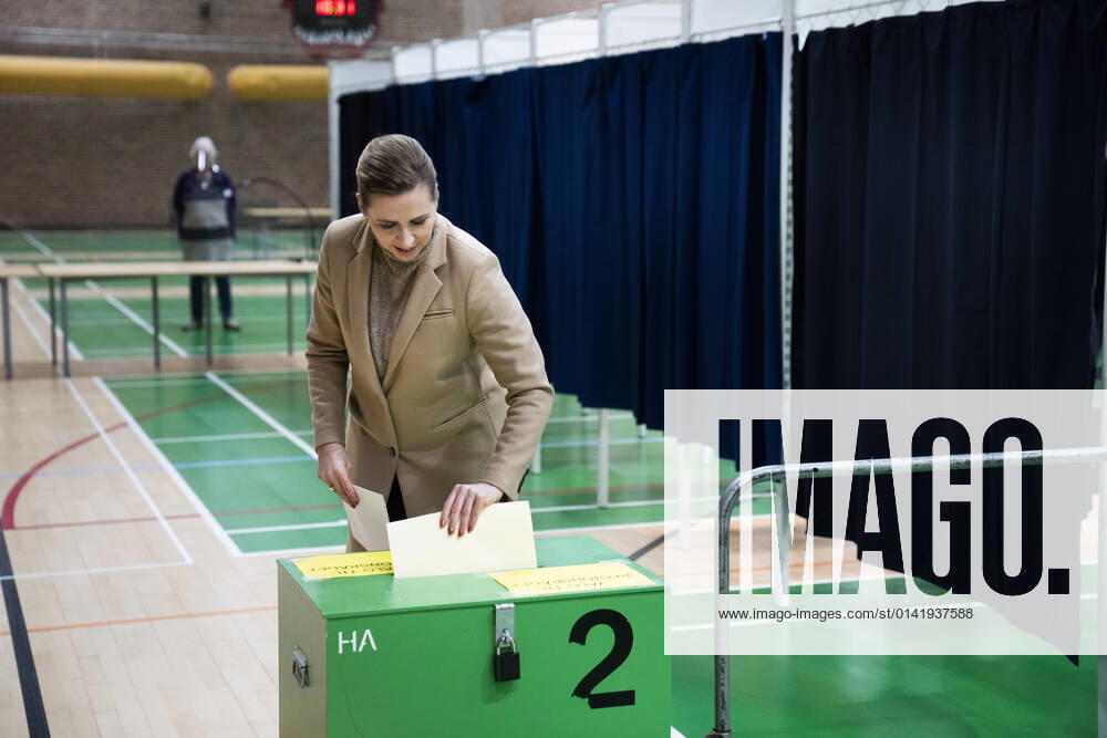 Prime Minister Mette Frederiksen S votes in Hareskov Tuesday 16 November 2021 On 16 November there are local elections and regional council elections in Denmark, Copenhagen Denmark