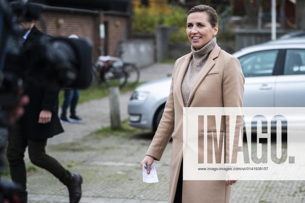 Prime Minister Mette Frederiksen S votes in Hareskov Tuesday 16 November 2021 On 16 November there are local elections and regional council elections in Denmark, Copenhagen Denmark