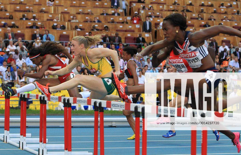 Moskau, Leichtathletik, Athletics, Track and Field, IAAF, Leichtathletik WM Moskau 2013, World Championships moscow,10-18.08-2013, Big Sports Arena, Luzhniki, Moskau, 100m Hürden Frauen Finale , Brainna Rollins, Sally Peason,