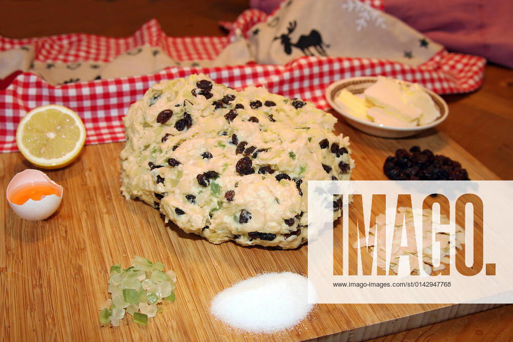 Dough and ingredients for the christmas stollen 1033003309