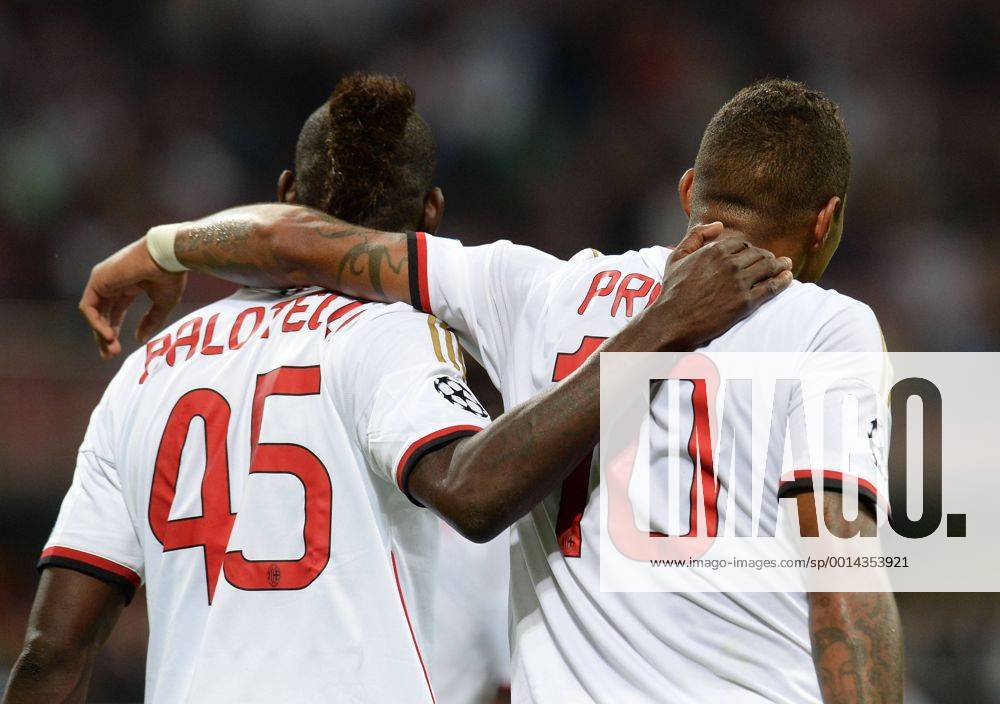 IPP20130828 Football - soccer: UEFA Champions League Quali - AC Mailand - PSV Eindhoven, Mario Balotelli, Kevin Prince Boateng (Hinweis: Verwendung nur in Deutschland - only Germany) ZWEIx PhotoxPressx