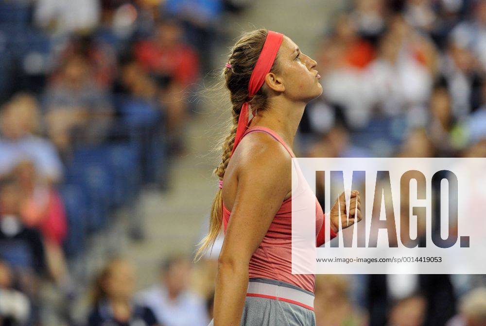 NEW YORK, Sept. 4, 2013 -- Victoria Azarenka of Belarus celebrates during the women s quarterfinal match at the U.S. Open tennis championships in New York Sept. 4, 2013.
