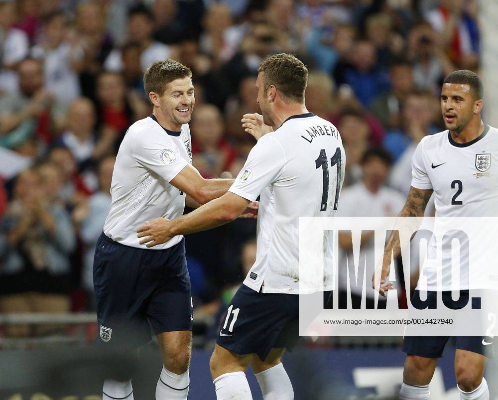 England s Steven Gerrard celebrates scoring his sides opening goal England v Moldova - 2014 World Cup Qualifier - Wembley Stadium - London - England -06 09 2013 - Pic David Klein Sportimage .