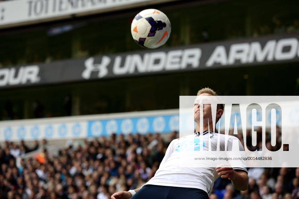 Tottenham s Lewis Holtby chests the ball - Tottenham Hotspur vs Norwich City - Premier League 2013 14 - White Hart Lane - London - 14th September 2013 - .