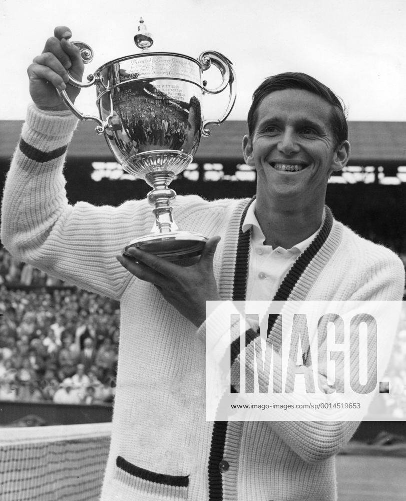 Roy Emerson holds the trophy after winning the Men s Singles title at Wimbledon 3rd July 1964. Â UnitedArchives00929269