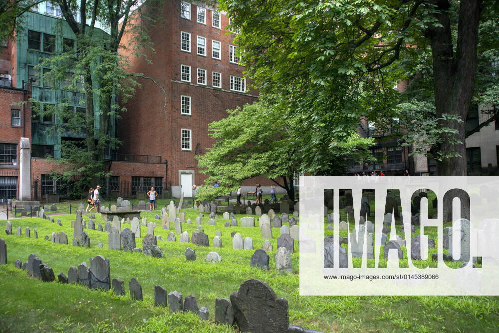 Rows of 18th century tombstones in the historic King s Chapel cemetery Burying Ground, Tremont Street, Boston, Massachusetts, United States. Boston Massachusetts USA