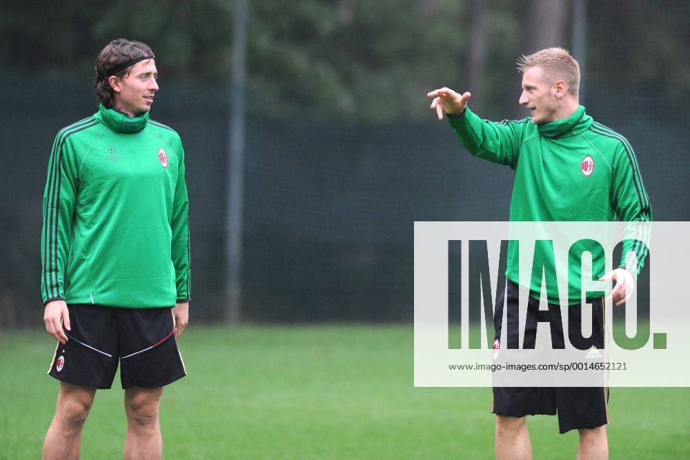 RICCARDO MONTOLIVO, IGNAZIO ABATE MILAN 2013-14 ALLENAMENTO CHAMPIONS LEAGUE 30-09-2013