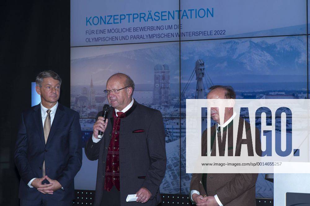 DOSB Tagung zur Olympiabewerbung der Olympischen Winterspiele und Paralympics 2022, Coubertin, Olympiapark, München. 30.09.2013 Im Bild: Thomas Schmid, martin hobmeier, Bgm Innzell, Georg Grabner landrat Ldkr. Berchtesgadener Land