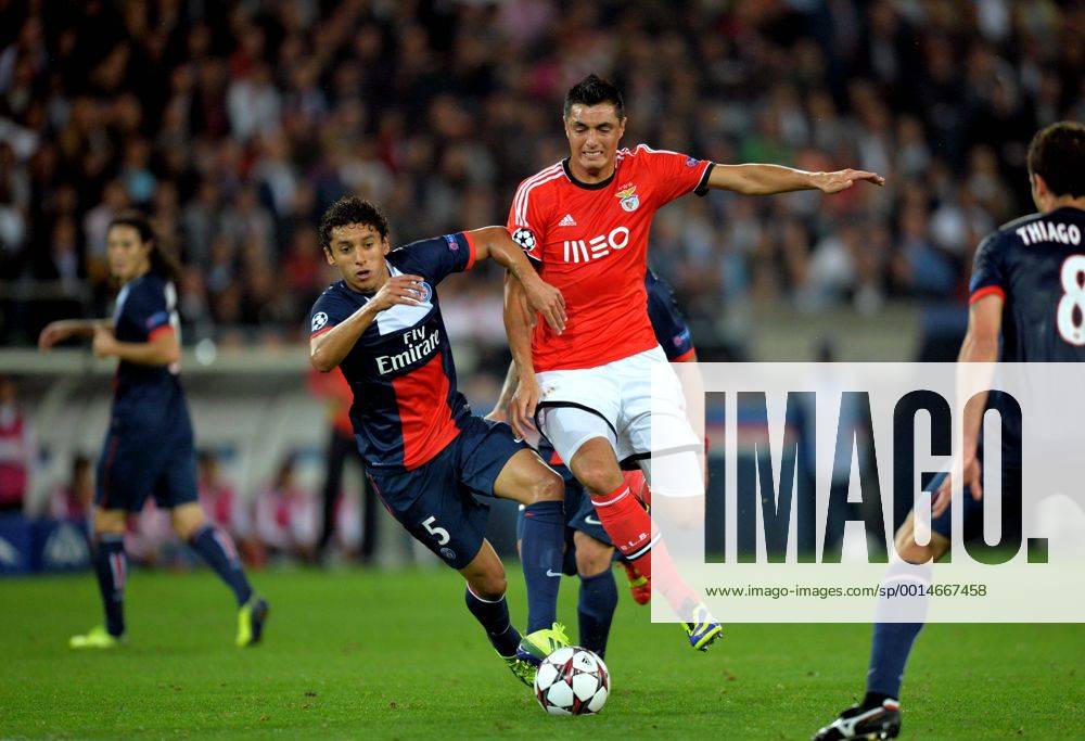 Oscar Cardozo (ben) - Marquinhos (psg) FOOTBALL : FC Paris Saint Germain vs Benfica Lisbon - UEFA Champions League - 02 10 2013 AnthonyBIBARD FEP Panoramic