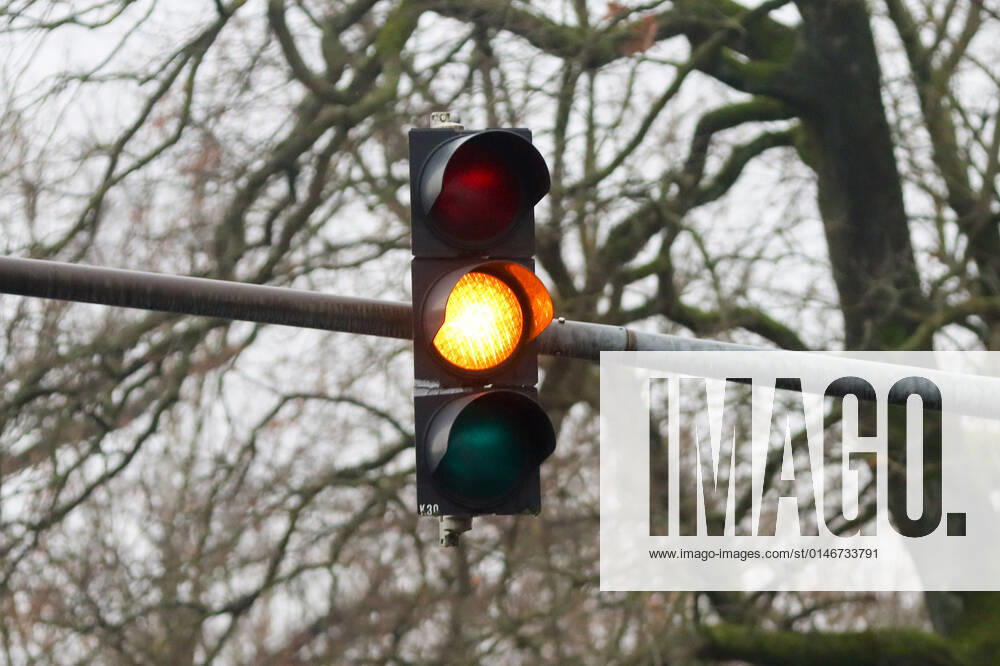 Yellow light of a traffic light Henstedt Ulzburg Schleswig Holstein Germany