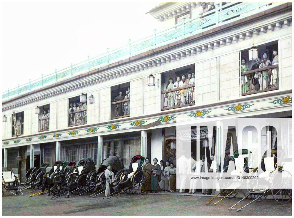 The Nectarine brothel in Yokohama was a famous house of prostitution also known as No.9 or Jimpuro. Until the Great Kanto Earthquake of 1923, Jimpuro was one of the top brothels of the city. It was originally opened in 1872 in Yokohamas Takashima-cho.<br ><br > In 1882, Jimpuro moved to the less visible area of Eiraku-cho. A branch specifically for foreigners was opened at the red-light district of Kanagawas Nanaken-machi. The brothel was called No. 9, because this was Jimpuros original address in Takashima-cho. Supplier:MediaxCo.xLtd. 1060_05_cpa0029768