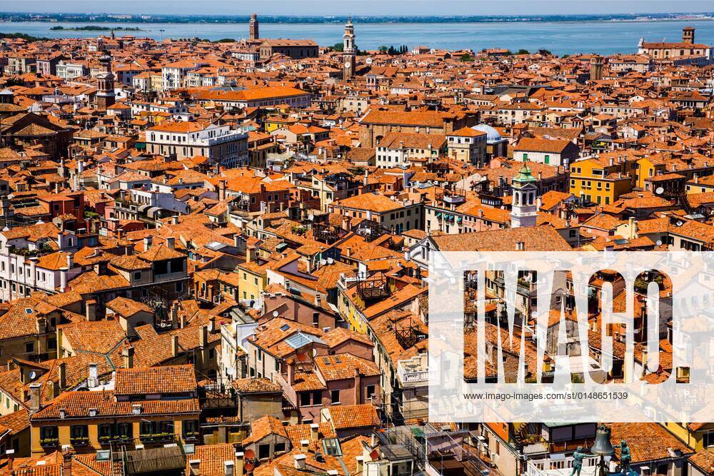 View from the Campanile on the roofs of Venice, Piazza San Marco, Venice, lagoon city, Veneto, Italy, Venice, Italy, Europe