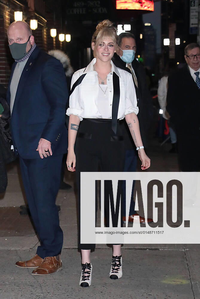 NEW YORK, NY- January 24: Kristen Stewart seen at The Late Show with Stephen Colbert on January 24, 2022 in New York City.