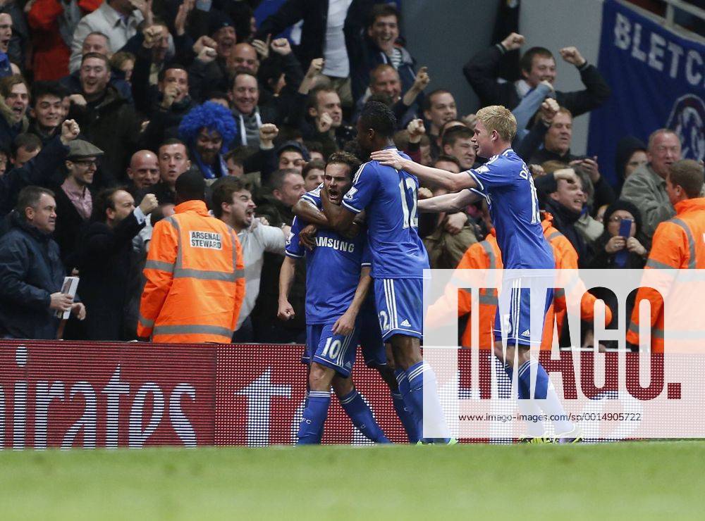 Chelsea s Juan Mata celebrates scoring his sides second goal Arsenal v Chelsea - Capital One Cup Fourth Round - The Emirates - London - England -29 10 2013 - Pic David Klein Sportimage .