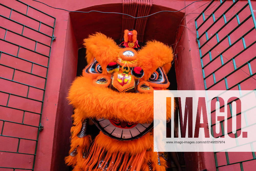 Chinese people perform lion dance during Chinese Lunar New Year celebrations in Kolkata, which is often referred to as Spring Festival or Lunar New Year in mainland China. It begins from the appearance of the new moon according to the Chinese Lunar calendar is on 1st February. The pandemic has indeed taken the sheen off this yearâ€⠢s celebration. This year marks the transition from the zodiac sign Year Of Rat to Year Of Ox . It s a time for merry-making, family reunion. Children and elderly peoples masquerades in gorgeous and colorful Dragon wears with funky. Kolkata India - ZUMAs263 20220201_zip_s263_015