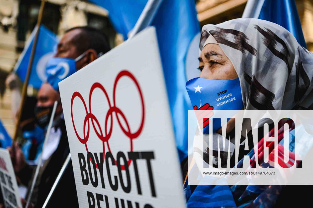 BEIJING WINTER OLYMPIC GAMES RALLY, Protesters are seen at a rally to protest the 2022 Beijing Winter Olympic Games outside the Channel 7 studios in Sydney, Friday, February 04, 2022. Members of the Tibetan Community of NSW and the Uyghur Community will join others to protest the Beijing Winter Olympic Games. ( NO ARCHIVING, , NO USE IN BOOKS WITHOUT CONSENT SYDNEY NSW AUSTRALIA