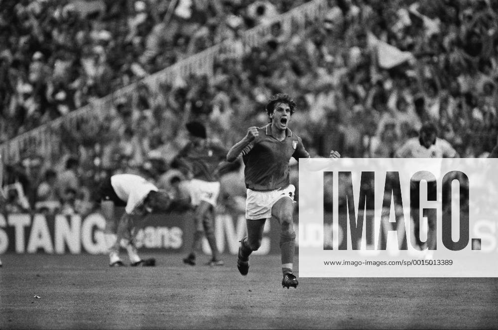 Football - 1982 World Cup Final - Italy 3 West Germany 1 Italy s Marco Tardelli celebrates his goal in the Santiago Bernabeu, Madrid.