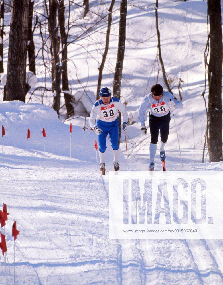 Cross Country Skiing - 1972 Sapporo Olympics - Men s 15km Finland s Osmo Karjalainen ( 38) and West Germany s Gerhard Gehring ( 36) at the Makomanai Cross Country Events Site, Japan. 07 02 1972