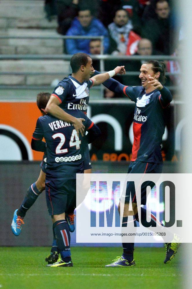 Lucas (psg) - Zlatan Ibrahimovic (psg) FOOTBALL : Stade Reims vs Paris Saint Germain PSG - Ligue 1 - 23 11 2013 AnthonyBIBARD FEP Panoramic