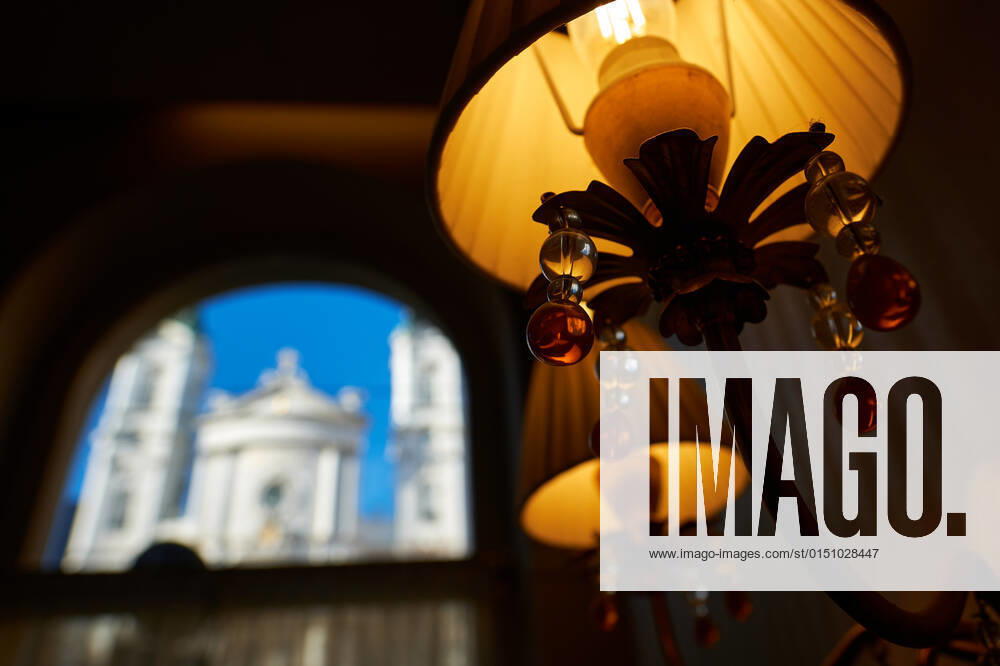 WIen, Austria February 10, 2022 Cafe Maria Treu View from the interior to the basilica Maria Treu WIen Vienna Austria