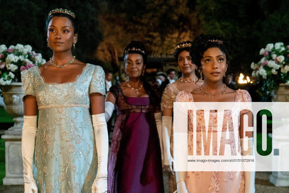 Simone Ashley as Kate Sharma, Adjoa Andoh as Lady Danbury, Shelley Conn as Mary Sharma, Charithra Chandran as Edwina Sharma, Bridgerton Season 2 (2022). Photo credit: Liam Daniel Netflix THA
