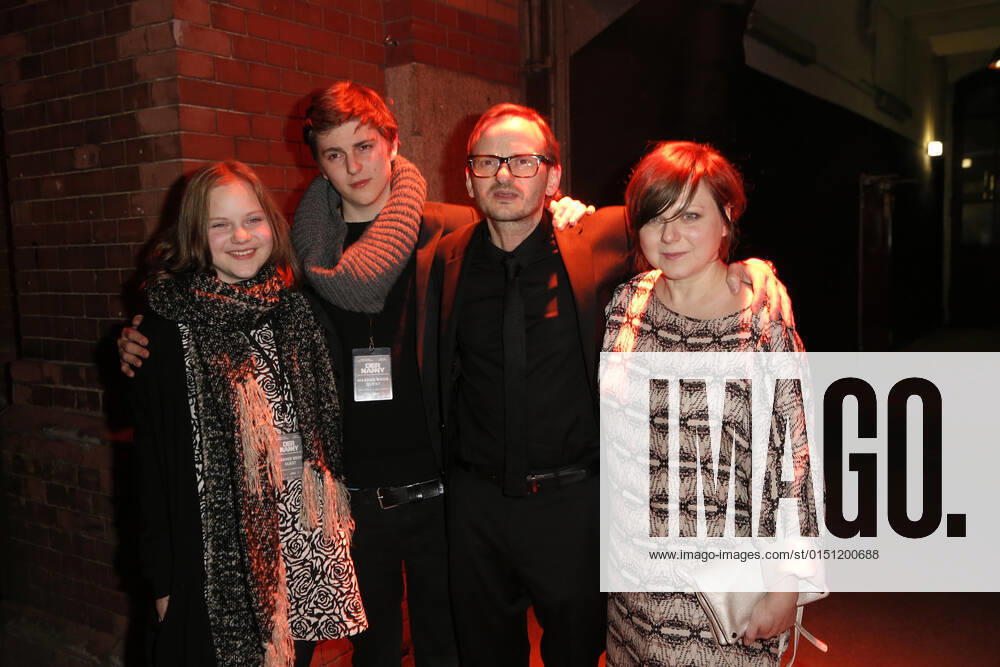 Milan Peschel with Children Sofia left and Stasys and Wife Magdalena re World premiere from the Nanny on 24 March 2015 Aftershow Party at Club Ritter Butzke in Berlin