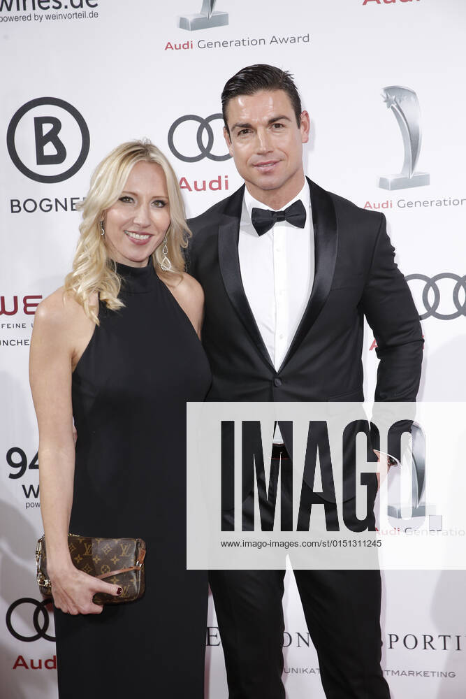Katja Wunderlich with Friend Clemens Heinle Anniversary Award ceremony 10 Audi Generation Award on 7 December 2016 at Hotel Bavarian Farm in Munich