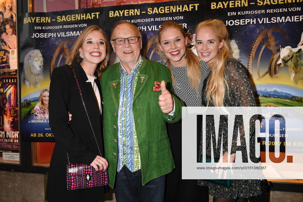 Joseph Vilsmaier with its Daughters Josephine, Theresa and Janina Premiere from Bavaria Sagenhaft at Cinema on Sendlinger Gate in Munich on 19 October 2017