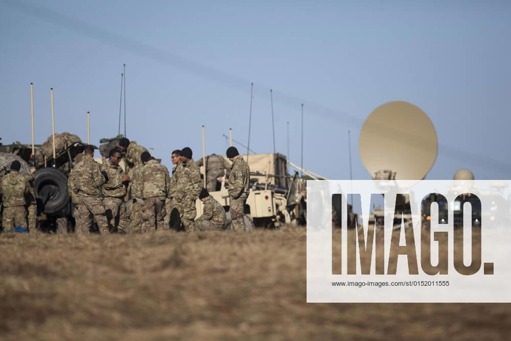 American Soldiers On Ukrainian Border American soldiers sent to the Polish-Ukrainian border in connection with the crisis in Ukraine stand near radar near arlamow on February 24, 2022. Arlamow Poland