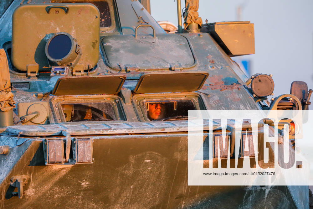 A Russian military vehicle is seen near Oktyabrsky, Belgorod Region, southwest Russia. Early on 24 February, Russia s President Putin announced his decision to launch a special military operation after considering requests from the leaders of the Donetsk People s Republic and Lugansk People s Republic. Anton Vergun TASS TS1254AF