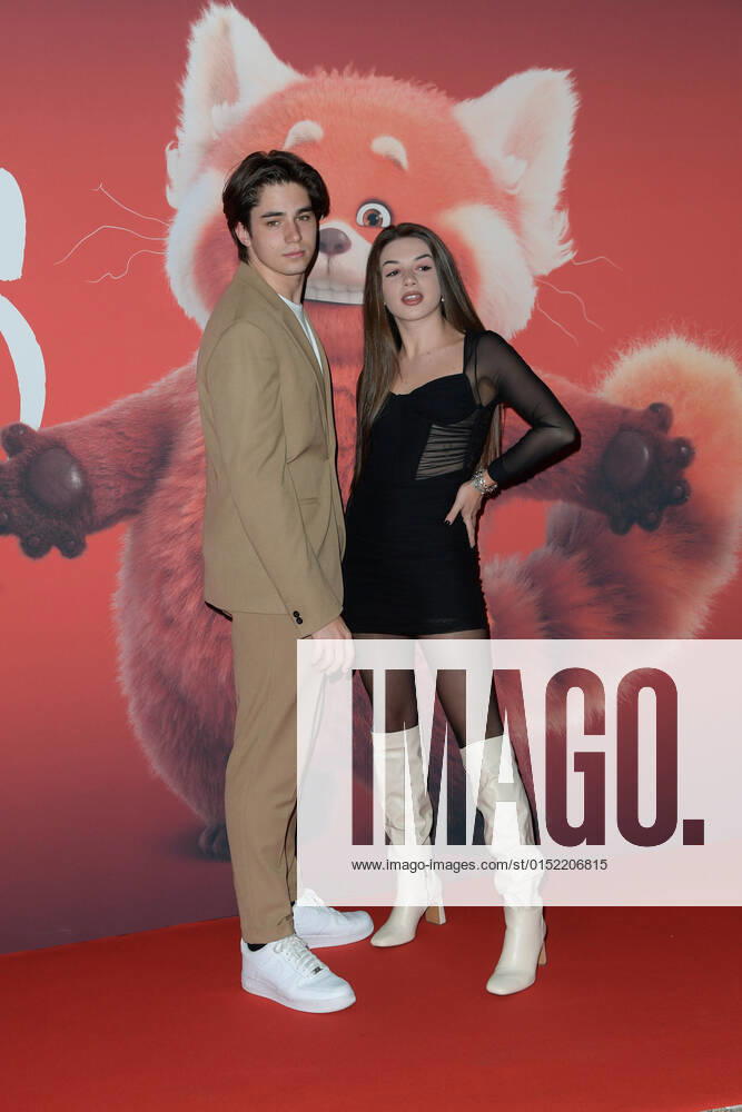 Michelle Cavallaro (R) and Matteo Andreini (L) attend at the red carpet of Disney movie Red at The Space Cinema Moderno. Rome Italy - ZUMAs197 20220225_zaa_s197_469
