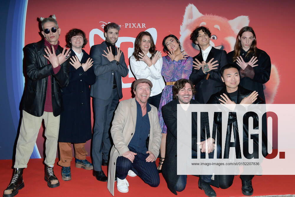Lindsey Collins (UC) and Domee Shi (UR3) with italian voices of the movie attend at the red carpet of Disney movie Red at The Space Cinema Moderno. Rome Italy - ZUMAs197 20220225_zaa_s197_551