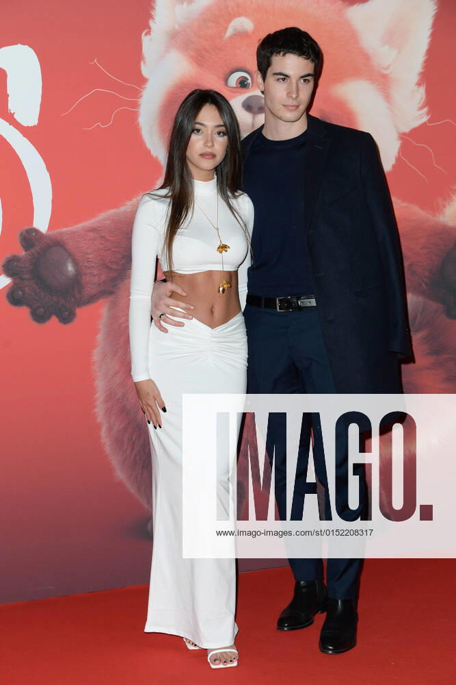 Riccardo Giulivi (R) and Giorgia Malerba (L) attend at the red carpet of Disney movie Red at The Space Cinema Moderno. Rome Italy - ZUMAs197 20220225_zaa_s197_588
