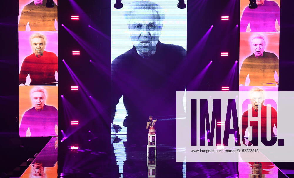 EUROVISION AUSTRALIA FINAL, Montaigne performs with David Byrne during the Eurovision Australia Decides 2022 final at the Gold Coast Convention and Exhibition Centre on the Gold Coast, Saturday, February 26, 2022. Sheldon Riley has been named as the winner of Eurovision Australia Decides 2022. ( NO ARCHIVING, , NO USE IN BOOKS WITHOUT CONSENT GOLD COAST QLD AUSTRALIA