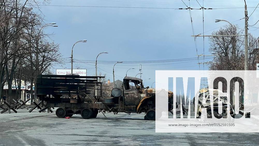Ukraine-Krieg, Jahrestag der Invasion, Chronologie der Ereignisse, Archivbilder Damaged Kyiv, Ukraine, during the Russian invasion, pictured on March 4, 2022. (CTKxPhoto PavelxNemecek) CTKPhotoF202203050530201
