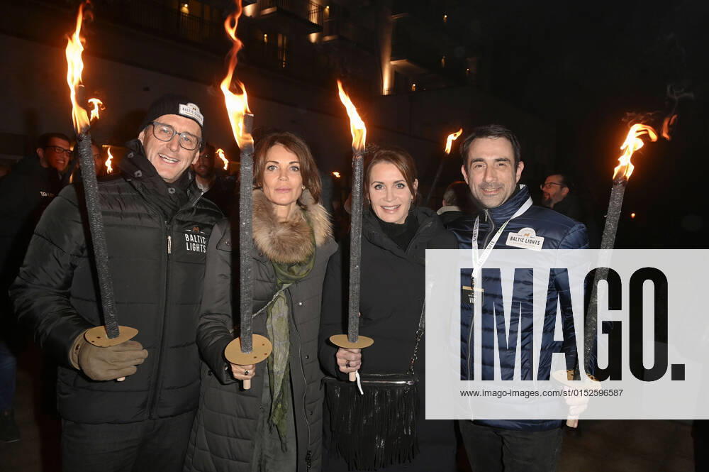 Gerit Kling with husband Wolfram Becker and Anja Kling with husband Oliver Haas at the Official Opening of the Baltic Lights 2022 with torch relay at the Alex Strandbar Heringsdorf, 04 03 2022 Foto:xF.xFuturexImage