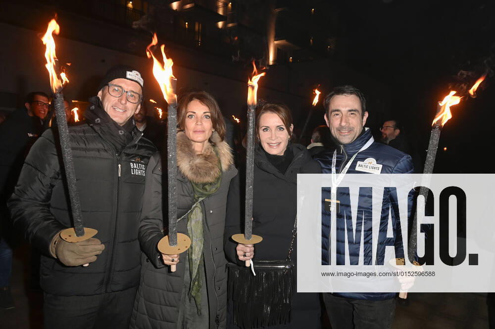 Gerit Kling with husband Wolfram Becker and Anja Kling with husband Oliver Haas at the Official Opening of the Baltic Lights 2022 with torch relay at the Alex Strandbar Heringsdorf, 04 03 2022 Foto:xF.xFuturexImage