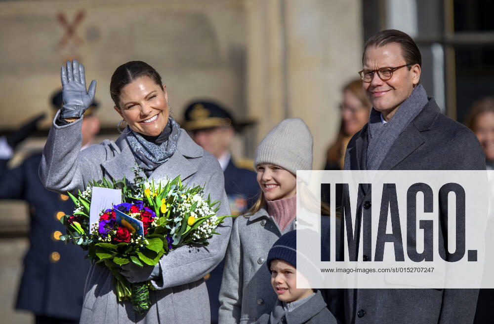 Sweden Princess Victoria and Prince Daniel and Princess Estelle and Prince Oscar during the celebrations for the crownprincess her nameday at the innercourt of the Royal Palace in Stockholm. Â