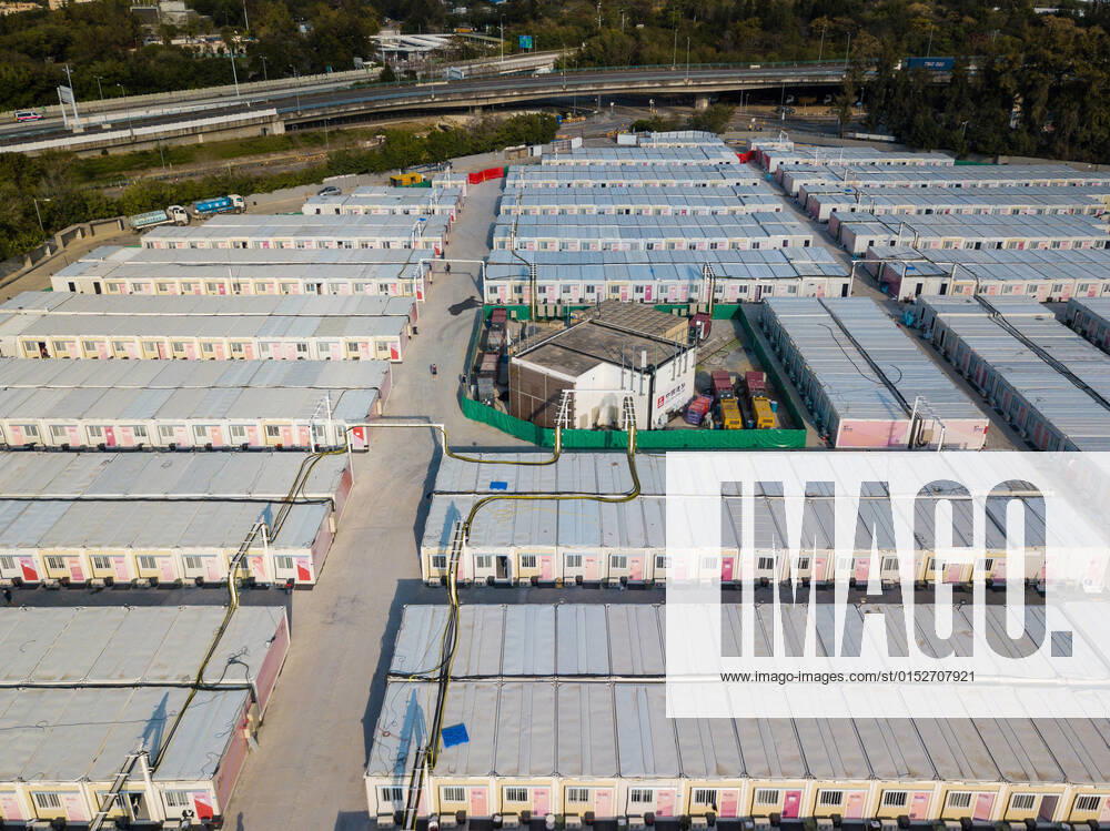 Isolation Facilities Keep Bringing People In, Despite Alleged Fall In Contaminations In China A view by drone of the Santin Community Isolation Facility. In the center, a power distribution centre with generators, in Hong Kong, China, on Mar 12, 2022. Hong Kong China