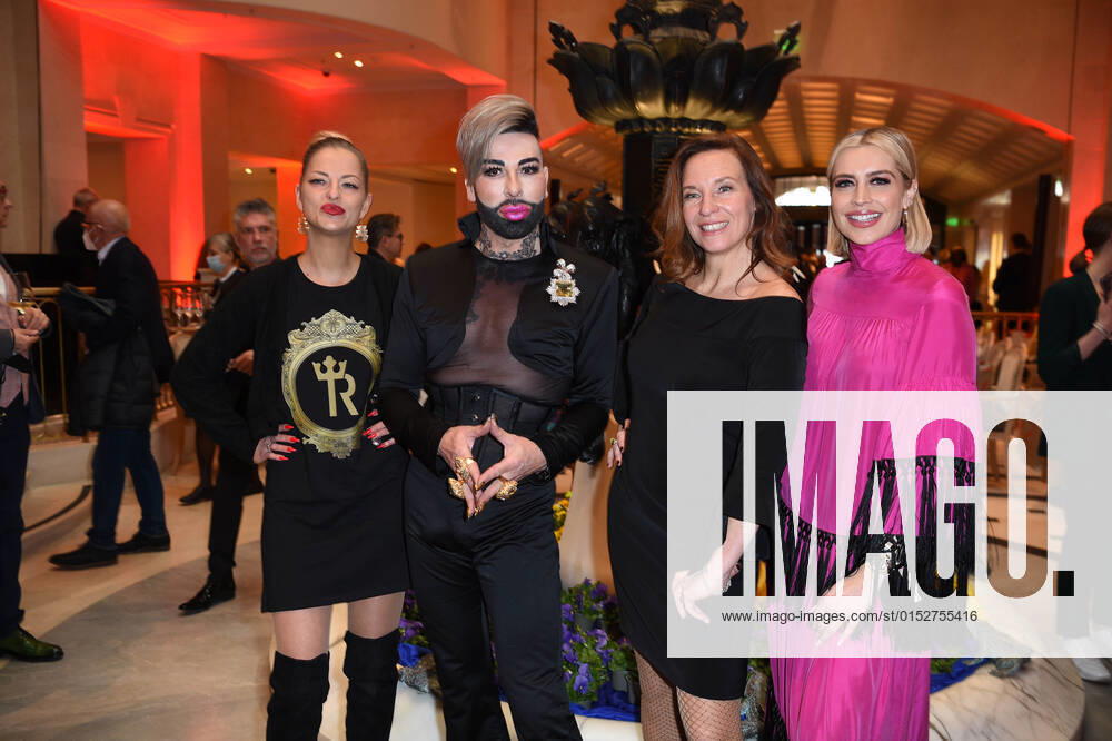 Xenia Princess of Saxony, Harald Glööckler, Anja Gockel, Verena Kerth at the Anja Gockel Fashion Show W22 23 Weltgewand t during the Berlin Fashion Week at the Hotel Adlon Kempinski in Berlin on 15 03 2022