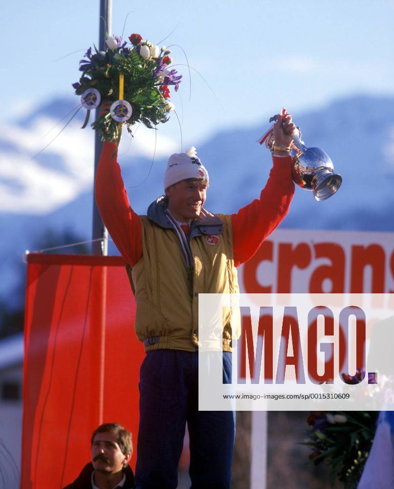 Alpine Ski WM 1987 - Siegerehrung Riesenslalom der Herren - Weltmeister Pirmin Zurbriggen (SUI)