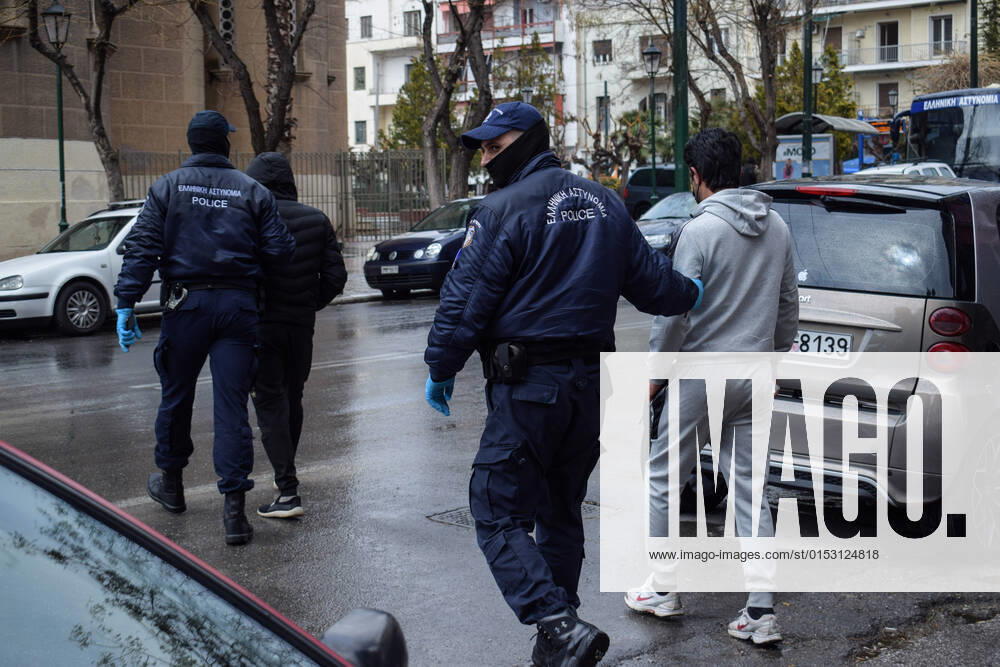 Greek Police detain irregular migrants without legal documents Greek Police officers detain irregular migrants without legal residence permit in the Aghios Panteleimonas area in central Athens, a district with high immigrant population. Athens Greece