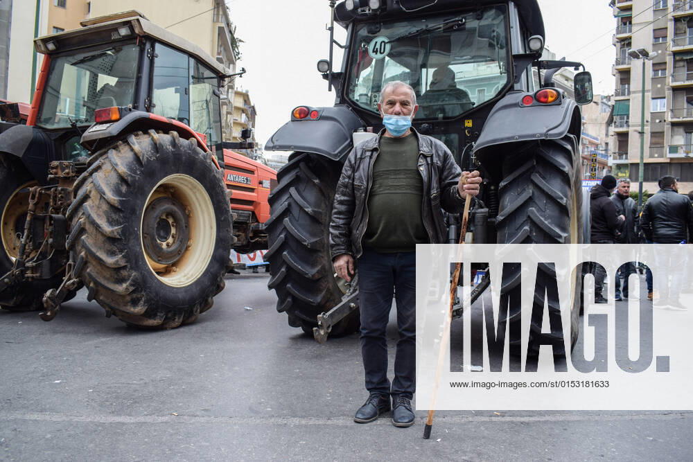 Greece: Farmers protest against an increase in production costs Farmers in Greece hold tractor rally in front of the Ministry of Agricultural Development protesting against an increase in production costs. Athens Greece